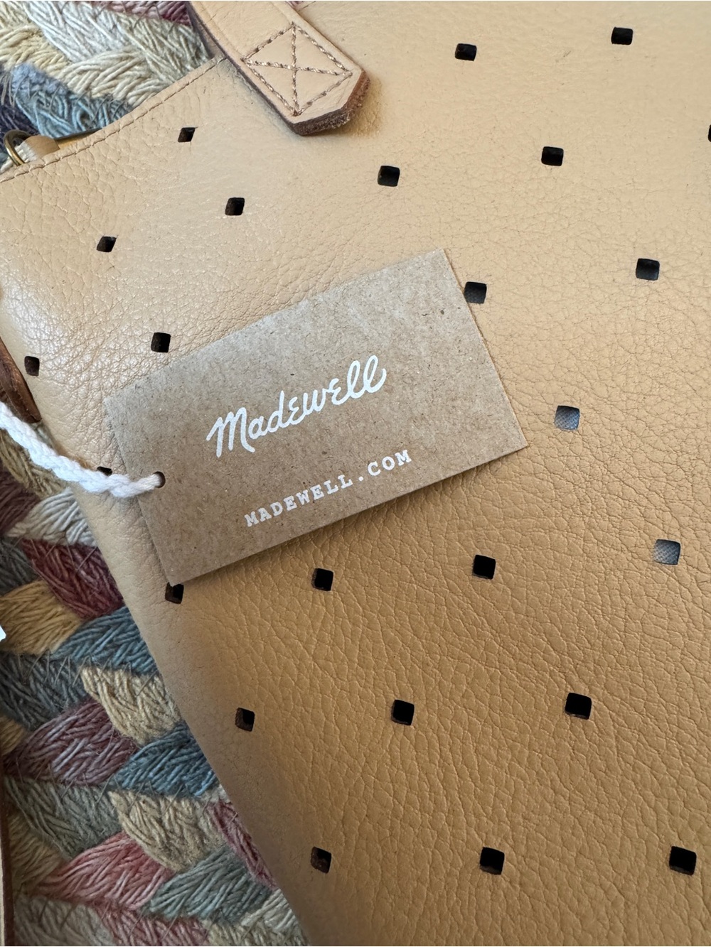Ladies MADEWELL Perforated Beige Tote Bag with Crossbody Strap - Picture 2 of 5